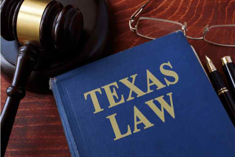 Photo of Judge's Gavel and Texas Law Text