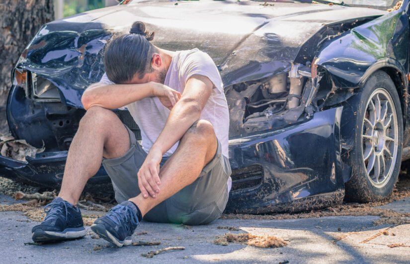 Sad Man after Car Crash Photo of Sad Man after Car Crash