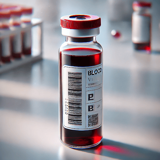 blood sample in a small glass vial