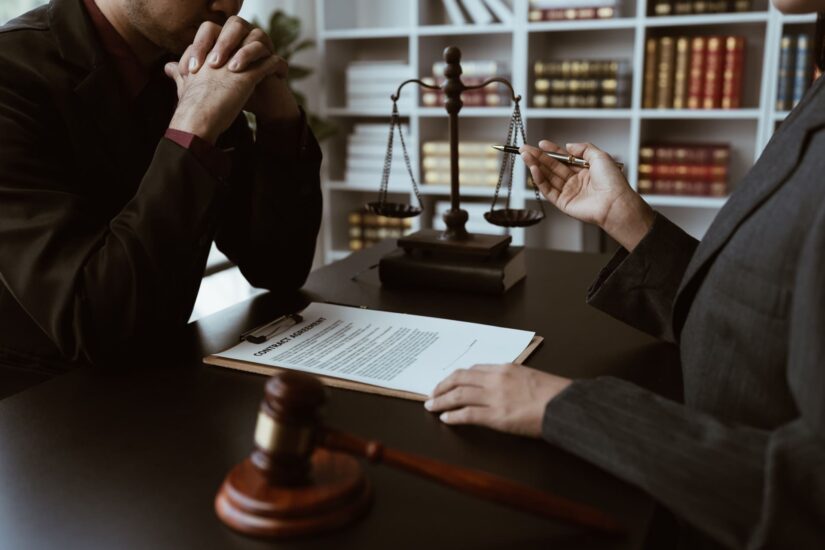 attorney consults client