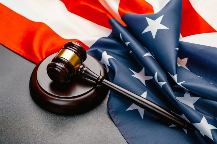 gavel next to USA flag