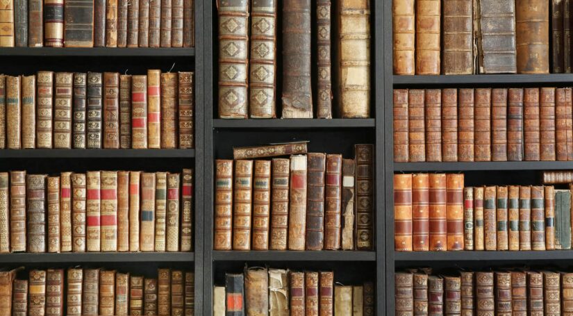 Photo of shelf full of vintage law books