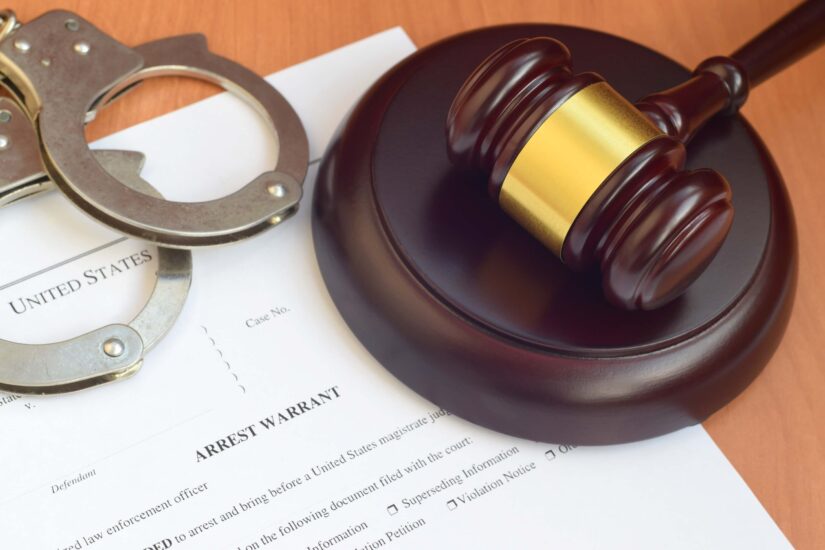 Arrest Warrant Blank Document with Police Handcuffs