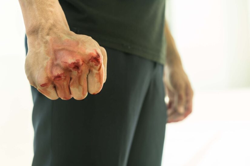 Violent and aggressive man in a fight Violent and aggressive man in a fight