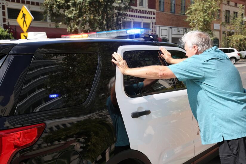 A man is stopped by police
