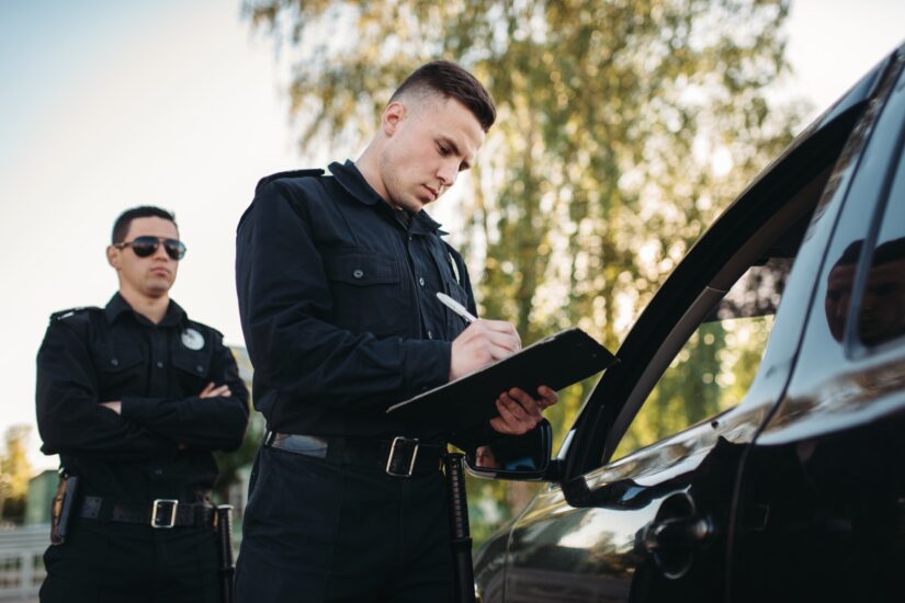 Police officer writing a ticket