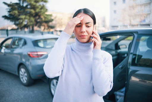 Woman calling lawyer after DUI accident